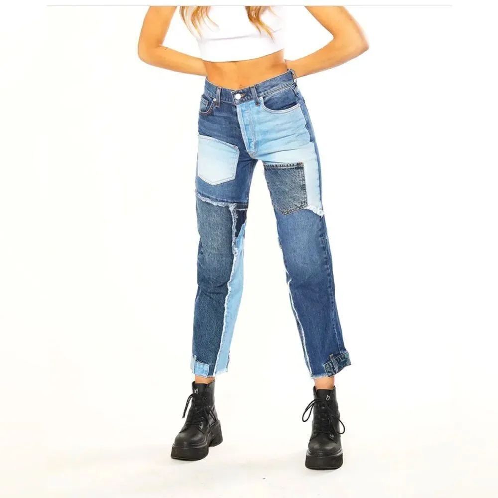 Revice Matchmaker Love at First Soght Reconstructed High Rise Patchwork Jeans 27
